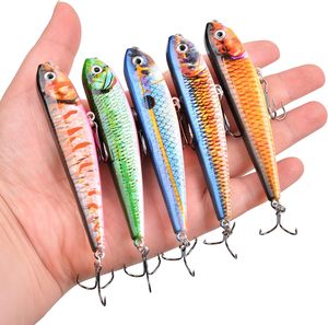 5 pièces leurres de pêche grand appât dur VIB leurre avec triple crochet nageur appât de pêche en eau salée Popper manivelle - Product Image 5