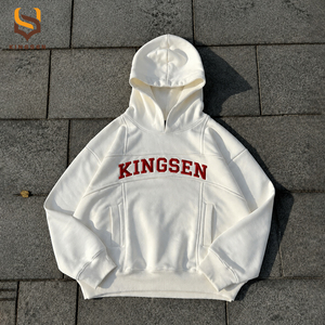 Custom Streetwear Oversized Drop Shoulder Embroidered Hoodie Heavyweight 420gsm Cotton Fleece Cropped Men's Hoodies - Product Image 1