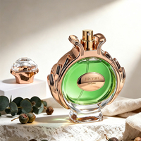 Flacon de parfum rond en verre de luxe avec pompe pulvérisatrice 30ml 70ml 100ml, boîte d'emballage personnalisée avec logo imprimé pour marque de parfum