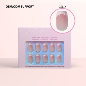Kit de Uñas Postizas Acrílicas Cuadradas Cortas de Marca Privada al por Mayor con Punta Francesa de Gel Suave Personalizadas - Product Image 1