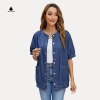 Fournisseurs de vêtements : Nouvelle veste chemise en jean ample d'été, style vintage, pour femme, grande taille, légère et respirante, décontractée
