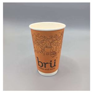 Gobelet en papier jetable à double paroi jaune avec logo noir personnalisé, 7 oz, 8 oz, 12 oz, 20 oz, pour boissons chaudes et froides, café, thé, avec couvercles en plastique - Product Image 2