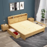 1.8m bois massif design nordique reine king size cadre chambre meubles classique chine confort lit avec rangement