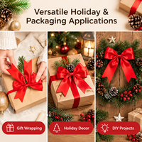 Noeuds de ruban pré-noués en satin rouge pour emballage cadeau de Noël, décoration écologique en polyester en gros