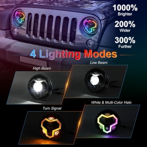 Kit de Faros Delanteros OVOVS de 7 Pulgadas con Halo Multicolor, Luz Alta/Baja e Intermitentes para Jeep Wrangler JK TJ LJ CJ <span class=keywords><strong>Chevy</strong></span> Hummer - Product Image 2