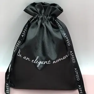 Logo ile özel saten büzgülü çanta saten peruk bez ayakkabı toz torbası saten çanta