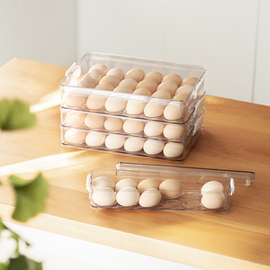 Stackable Refrigerator Storage Bins Plastic Egg Holder 2-Layer Drawer Egg Storage Fridge Drawer Organizer For Freezer