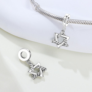 Colgante de estrella de seis puntas de cobre blanco, joyería de pulsera DIY de alta gama, accesorio para niñas - Product Image 5