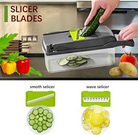 Hachoirs à Aliments Multifonctionnels OEM/ODM, Outils pour Couper les Légumes et les Fruits, Coupe-Pommes de Terre, Trancheuse avec 8 Lames, Panier Passoire pour Salade
