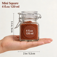 Frascos de Vidrio Herméticos para Especias - Frascos Transparentes con Tapa de Clip de 4oz/2oz, Herméticos y Resistentes a la Humedad para Especias, Hierbas, Sal y Pimienta de Cocina