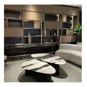 Tavolino da Caffè in Marmo Bianco Panda 2025, Dimensioni Personalizzabili, Lucidato o Levigato, Base in Metallo Rotonda, Ovale o Rettangolare <span class=keywords><strong>per</strong></span> <span class=keywords><strong>Soggiorno</strong></span> - Product Image 1