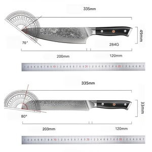 OEM ODM 8Pcs Damascus Kitchen <b>Knife</b> Set 67 Layer VG10 Steel Chef <b>Knives</b> G10 Handle Custom Logo Kitchen Cutlery Set - Product Image 6
