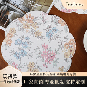 แผ่นรองจานหนังพิมพ์ลาย Tabletex ทรงกลม กันน้ำมัน ทนความร้อน สำหรับโต๊ะอาหาร - Product Image 5