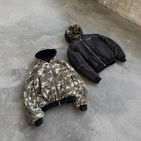 Vestes à capuche réversibles personnalisées en nylon avec fermeture éclair, doublure chaude réfléchissante 3M, design camouflage en tissu gaufré pour l'hiver