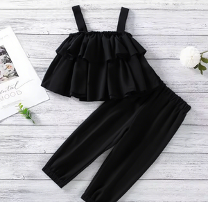 Offerta Speciale: Set Estivo 2 Pezzi per Bambine 1-5 Anni, Top Senza Maniche con Volant e Pantaloni Anti-Zanzare, Outfit Casual con Logo Personalizzato - Product Image 3