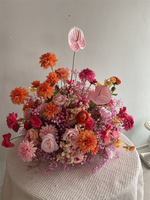 Centre de table de mariage tropical personnalisé de luxe, fleur artificielle, boule de fleurs d'anthurium orange rose de 60 cm pour la décoration de table