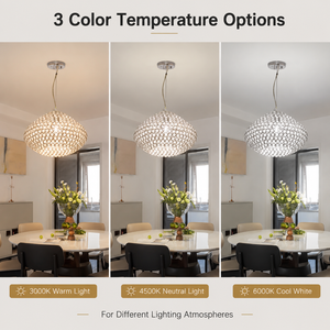 Lámpara Colgante de Cristal Moderna con Marco Metálico Tricolor E27, Altura Ajustable para Comedor y Sala de Estar - Product Image 4