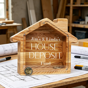 Tirelire personnalisée en forme de maison pour adultes, boîte à monnaie artisanale, tirelire à thème festif, cadeau personnalisé pour agent immobilier - Product Image 3