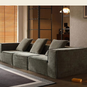 Modern Fabric Modular Sectional <b>Sofa</b> Three Seat <b>Pillow</b> Back Straight Arm Living Room Furniture - Product Image 3