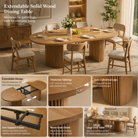 Table à manger extensible en bois de luxe, ronde à ovale, élégante, minimaliste, mobilier de salle à manger en bois massif, design moderne