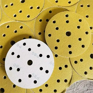 Disque de ponçage jaune 225mm 7 pouces crochet et boucle disque de ponçage or oxyde d'aluminium disque de sable abrasif à usage sec pour l'automobile