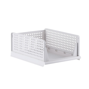 Estante de almacenamiento plegable de plástico (PP) de diseño moderno organizador de armario rectangular con partición en capas y cesta de ropa apilable - Product Image 1