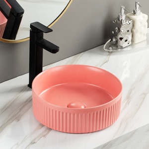 Lavabo ovale en céramique coloré Lavabo évier Style traditionnel <span class=keywords><strong>noir</strong></span> mat Art comptoir glaçure meubles de salle de bain - Product Image 5