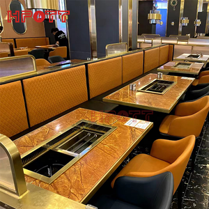 Moderne Koreaanse Stijl Rookloze Barbecue Hot Pot Tafel Commerciële Metalen Koreaanse <span class=keywords><strong>Bbq</strong></span> Tafel Voor Hotel En Restaurant Gebruik - Product Image 2