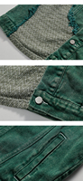 Manteau vert Rewash Tooling Stitching Veste à glands pour hommes et femmes Factory Hot Custom Spring Autumn Super Large Denim Stand