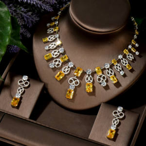 Hibride Nieuwste Mode Sieraden Sets Voor Vrouwen Grote Vierkante Cz Oorbellen Ketting Briljante Kubieke Zirkoon Voor Bruiloftsfeesten Model - Product Image 1