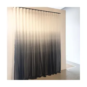 European up and down gradient color blackout voile fabric curtain sheer cheap grey white sheer curtain for living room bedroom