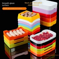 Assiettes rectangulaires empilables en mélamine imitation porcelaine pour buffet, barbecue, brochettes, usage commercial en restaurant