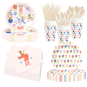Platos de Papel para Fiesta DAMAI con Estampado de Animales, Juego de Vajilla Desechable para Fiesta de Cumpleaños Infantil, Platos con Temática de Circo - Product Image 1