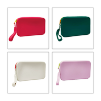 Dompet Perjalanan Serbaguna Tahan Air, Kantong Sikat, Dompet Paspor Portabel, Dompet Koin Kosmetik Panjang dengan Ritsleting Silikon