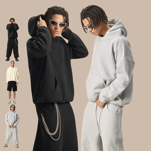 Sweat à capuche épais à double couche en molleton style baggy <span class=keywords><strong>rap</strong></span> hip-hop, 400 g/m², logo personnalisé, streetwear, sweats à capuche pour hommes, haute qualité - Product Image 3