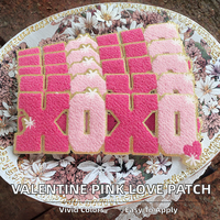 Patches en chenille brodés thermocollants en PVC décoratifs roses LOVE XOXO pour pulls et chemises pour femmes et filles, vente en gros, grande taille, Saint-Valentin