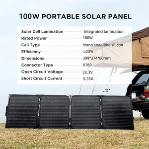 <span class=keywords><strong>Chargeur</strong></span> de panneau <span class=keywords><strong>solaire</strong></span> pliable portable 100W avec béquilles en aluminium pour RV Camping Blackout Off Grid System - Product Image 3