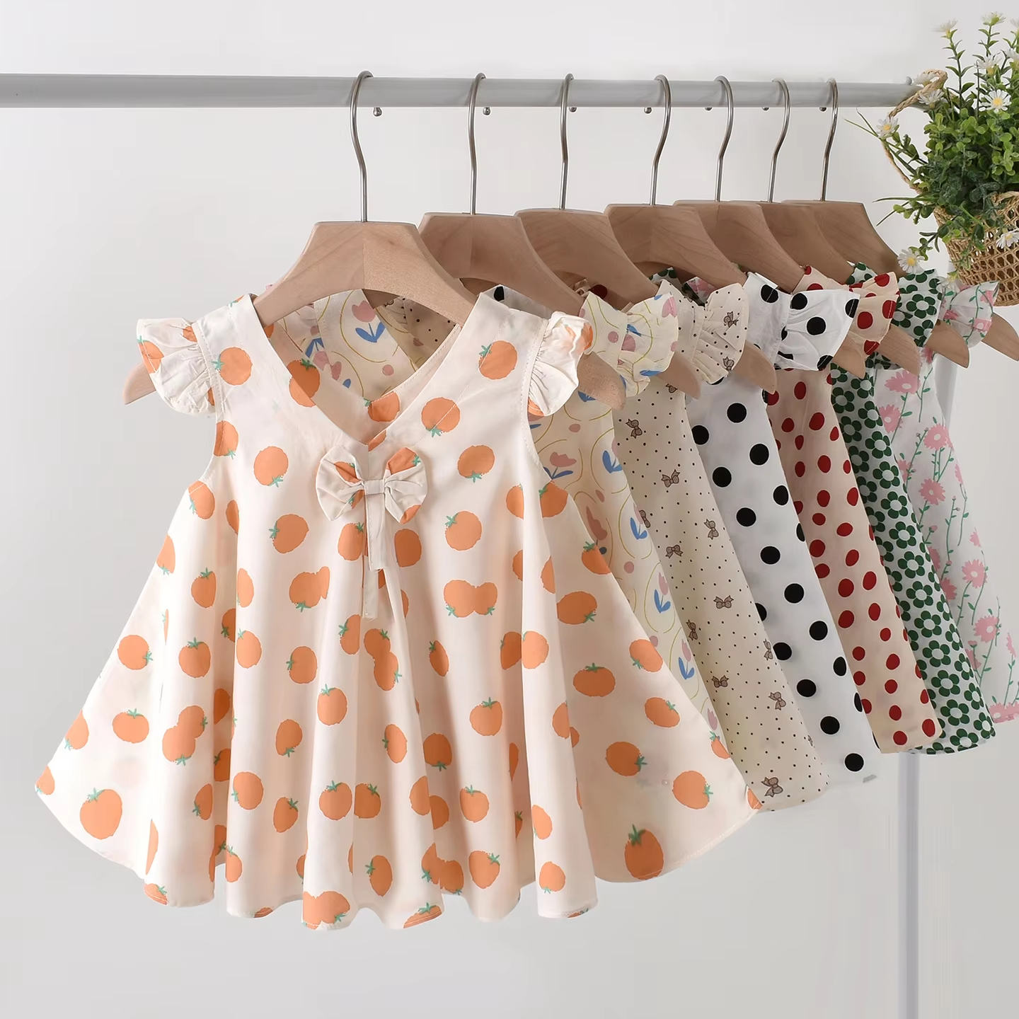 Flower Cotton Simple Baby Frock Design Kids Dress Models