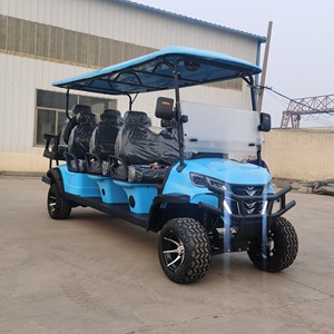 多功能蓝色8人座四轮驱动电动高尔夫球车，配备免维护电池，适用于度假酒店 - Product Image 1