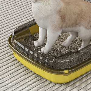 <b>Cat</b> <b>Litter</b> Box Semi Enclosed Rectangle PP Material Forest Green With Scoop For <b>Cats</b> - Product Image 3