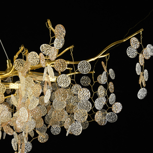 Luce pendente Post-moderna di cristallo di lusso motivo a monete nappe lampadario italiano soggiorno tavolo da pranzo lampada a sospensione - Product Image 5