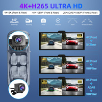 Caméra embarquée ADAS sans fil CarPlay 4K+1080P, enregistrement double avant et arrière, navigation GPS WiFi, écran tactile 11,4 pouces, affichage de recul