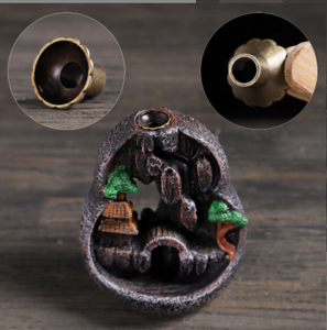 Nouveau brûleur d'encens à reflux en résine en forme de <span class=keywords><strong>montagne</strong></span>, fontaine cascade, support en céramique, cônes d'encens, décoration artisanale pour la maison - Product Image 2