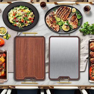 Tabla de cortar de ébano de doble cara de acero inoxidable 304 al por mayor con afilador de cuchillos, bloque de picar doméstico engrosado - Product Image 3