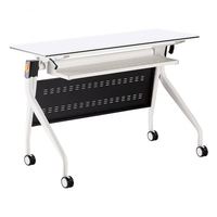 Bureau d'entraînement pliable réglable en hauteur avec étagère sous le bureau et roulettes pour bureau, étude, salle de classe XHS-808