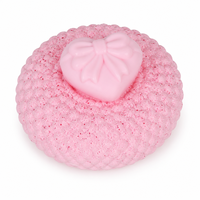 Jouet Squishy Gâteau Rose en forme de Dôme, à remontée lente, motif Cœur, Nœud et Taches, anti-stress, cadeau de bureau