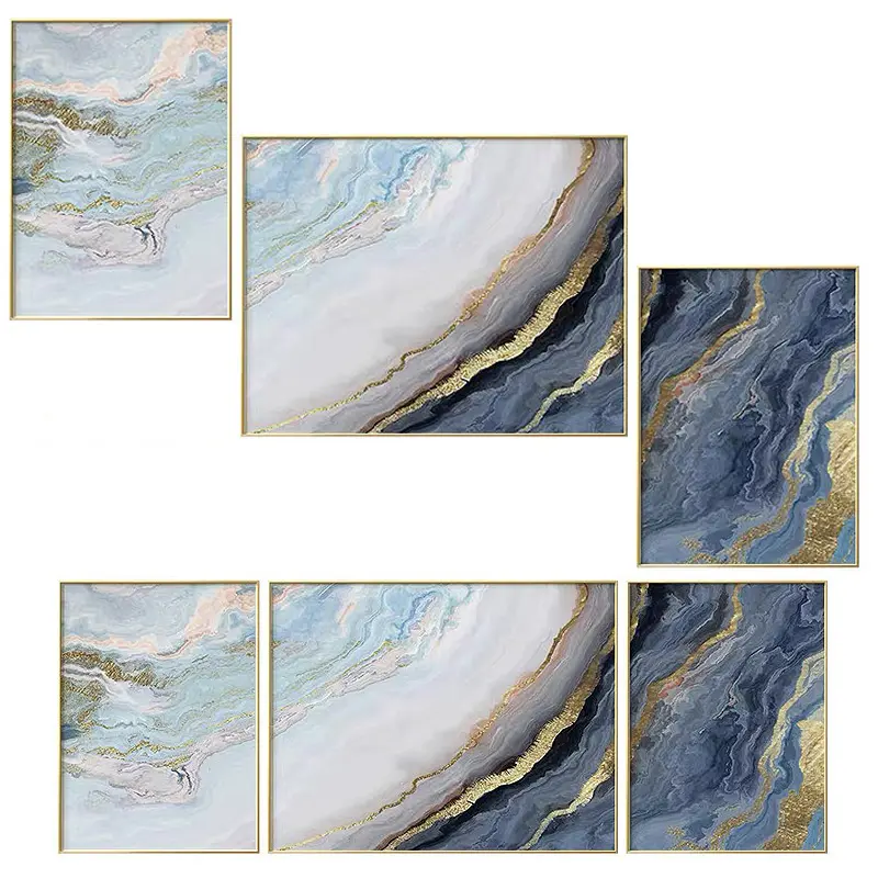 สีฟ้าหินอ่อนโมเดิร์นมินิมอลภาพวาดผนังศิลปะผนังพื้นหลังโซฟาระดับไฮเอนด์บรรยากาศเบาและหรูหรา