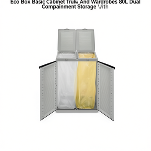 TTAKE Eco <b>Box</b> Basic Cabinet Trunks And Wardrobes <b>80L</b> Dual Compartment <b>Storage</b> With Lid For Indoor Outdoor Use - Product Image 2