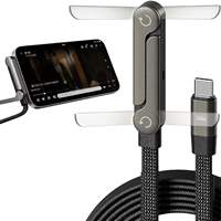Cable de Carga Rápida Ajustable de Tipo C a Tipo C, Cable Plano PD de 240 W, Soporte para Teléfono, Cable de Carga 2 en 1 para Teléfono
