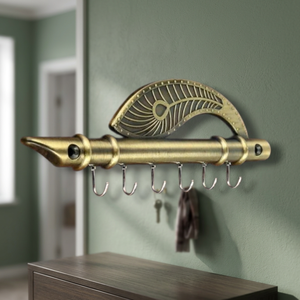 KELLTON Vintage Brass Wall Mounted Coat Rack with 6 Hooks and Peacock Design Multifunction for Entryway Decor - Product Image 4